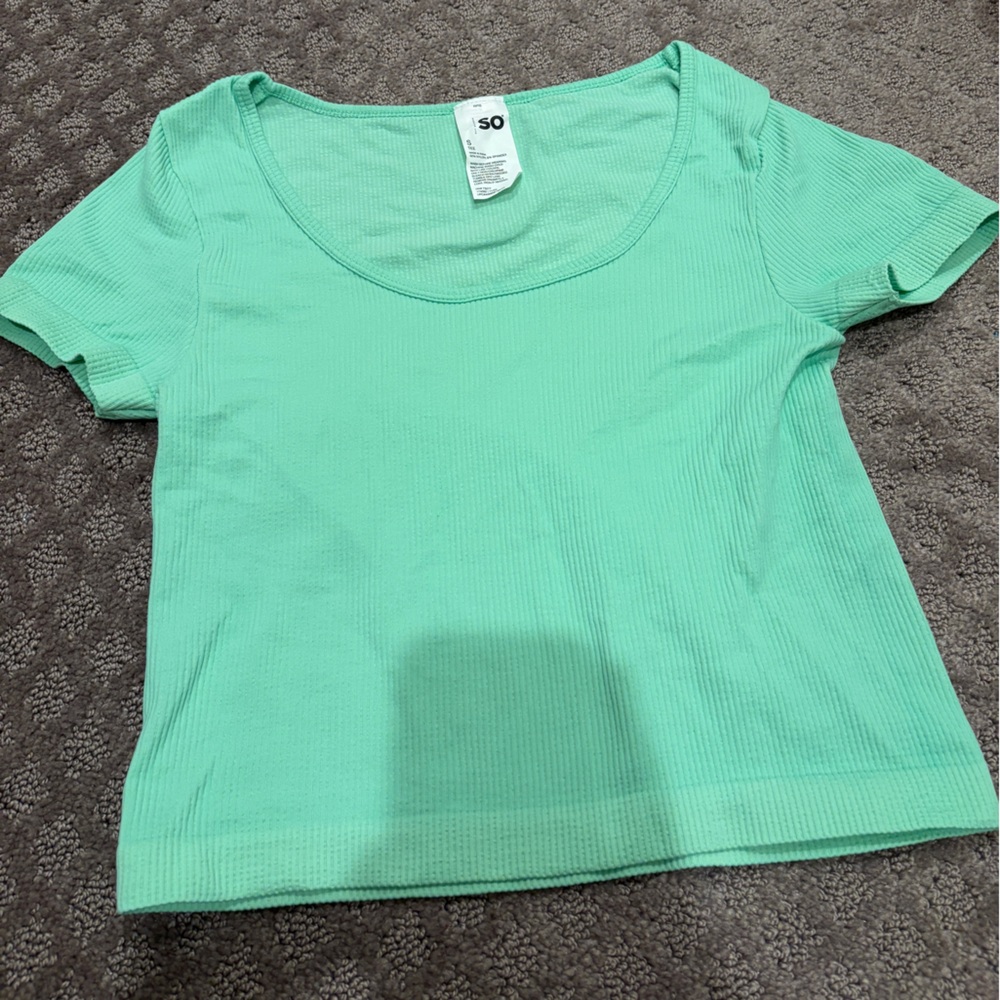 SO Mint Green Ribbed Women's Top